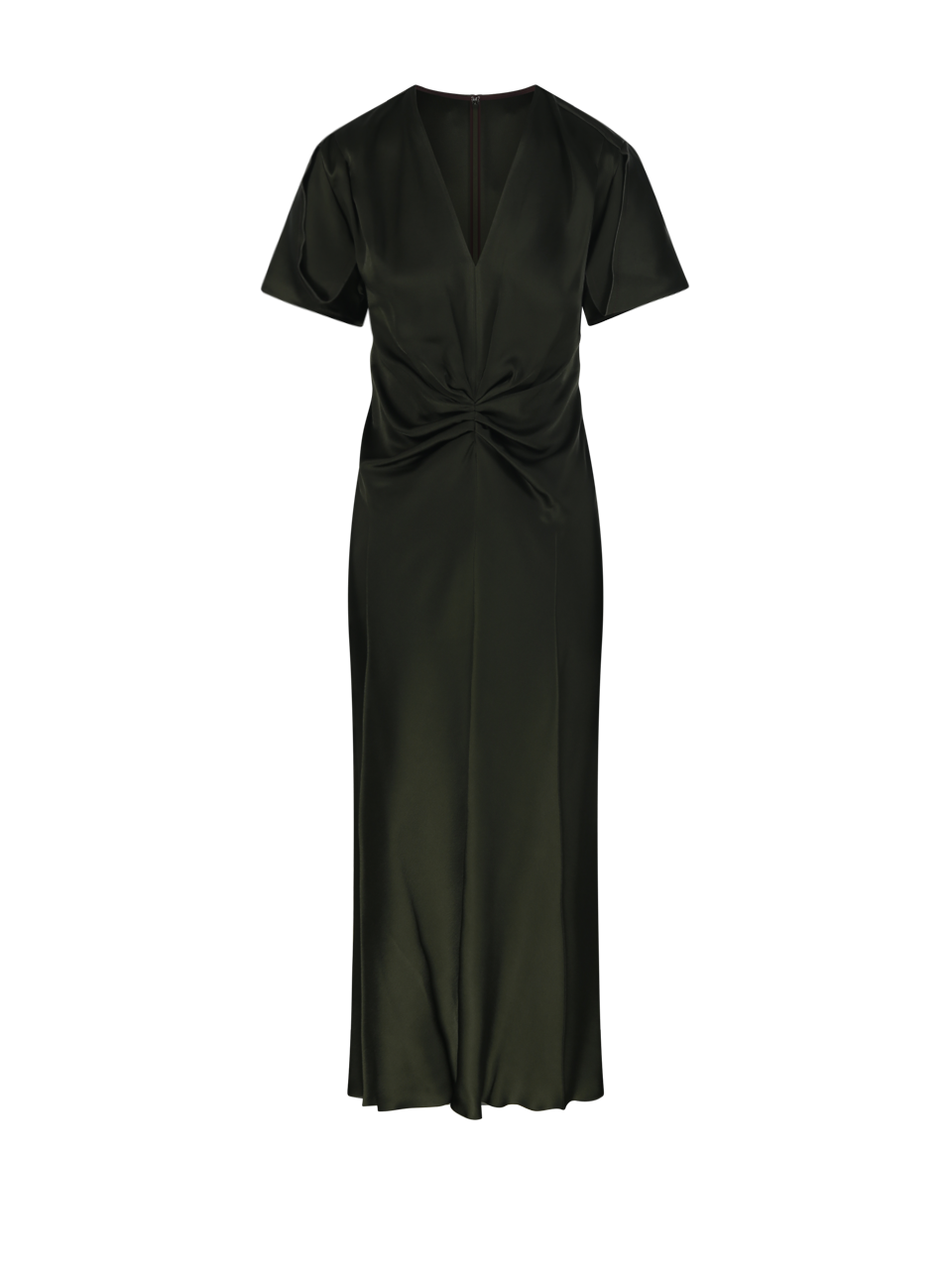 DONNA VICTORIA BECKHAM ABITO MIDI BELLA IN ACETATO VERDE CON SCOLLO A V