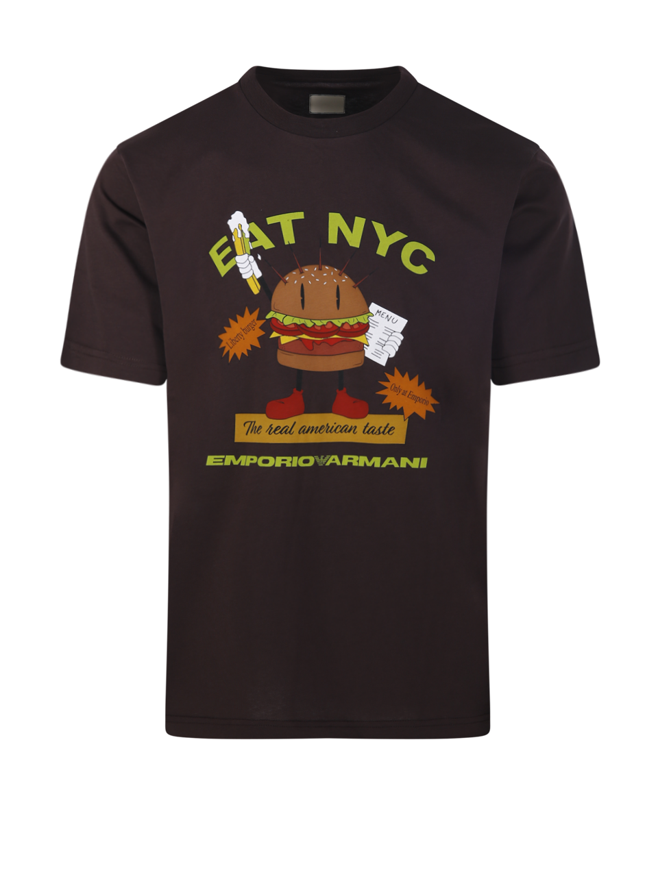 MEN EMPORIO ARMANI BROWN COTTON T-SHIRT