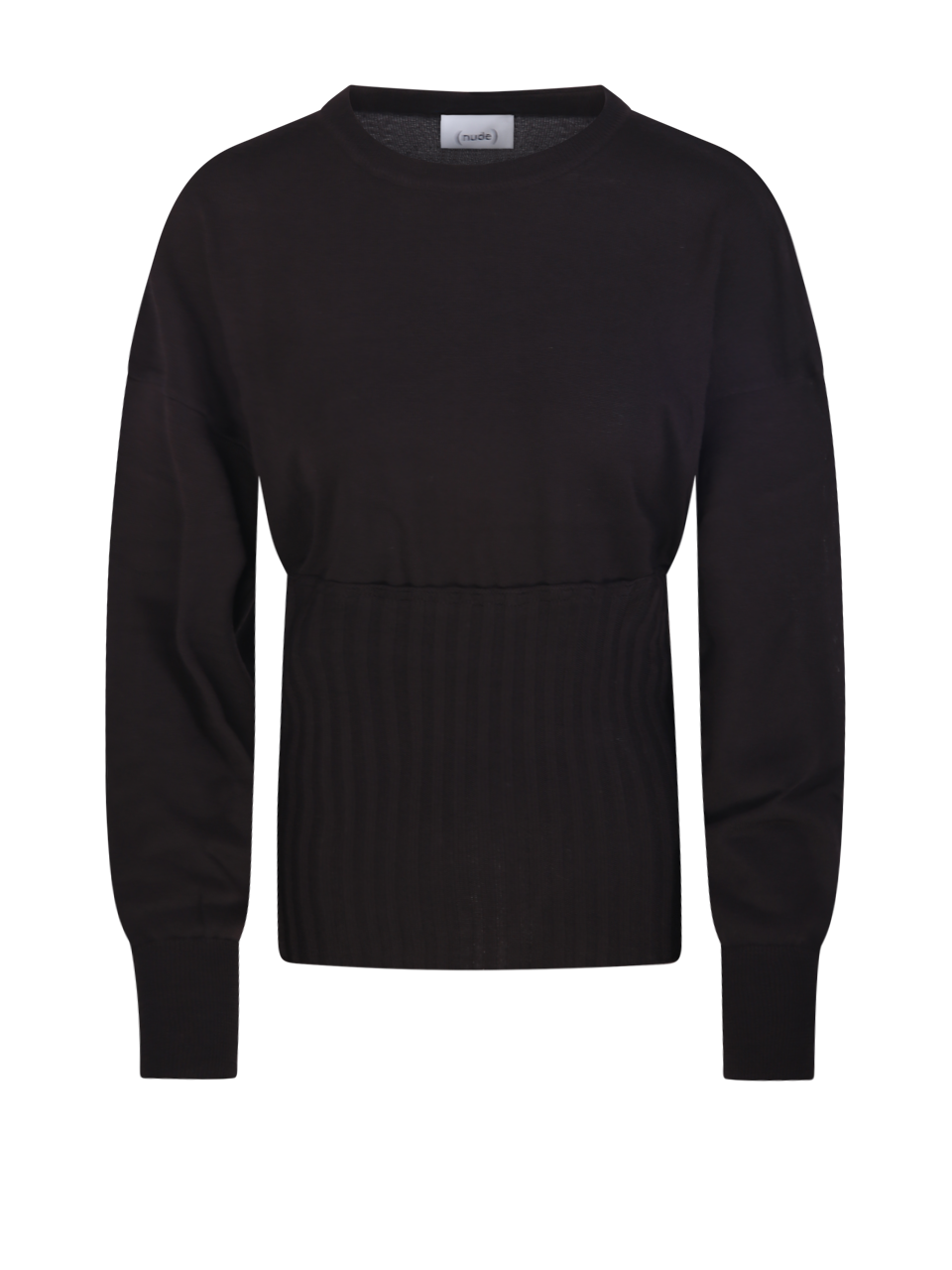 WOMAN NUDE BROWN WOOL CREWNECK SWEATER