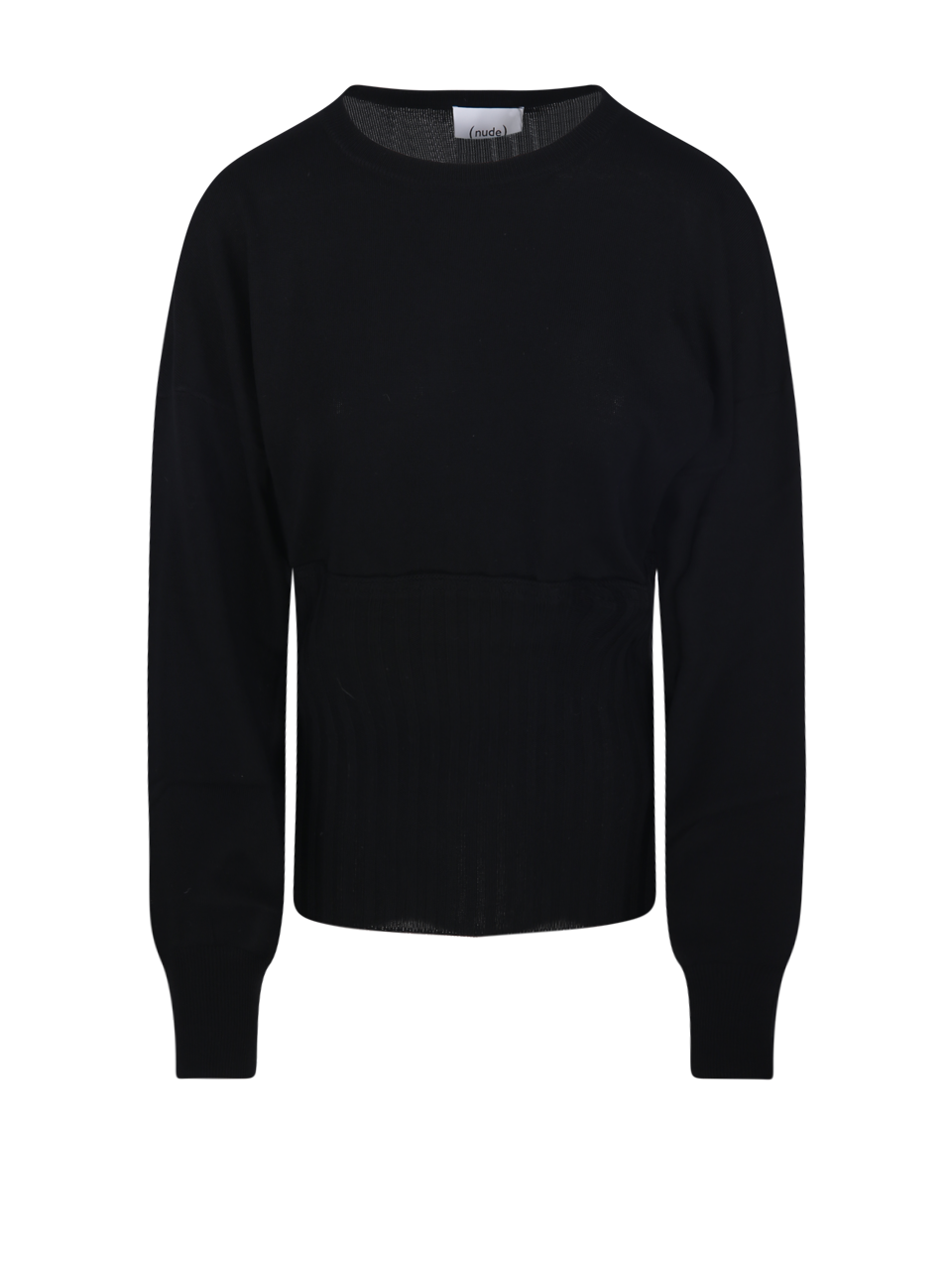 WOMAN NUDE BLACK WOOL CREWNECK SWEATER