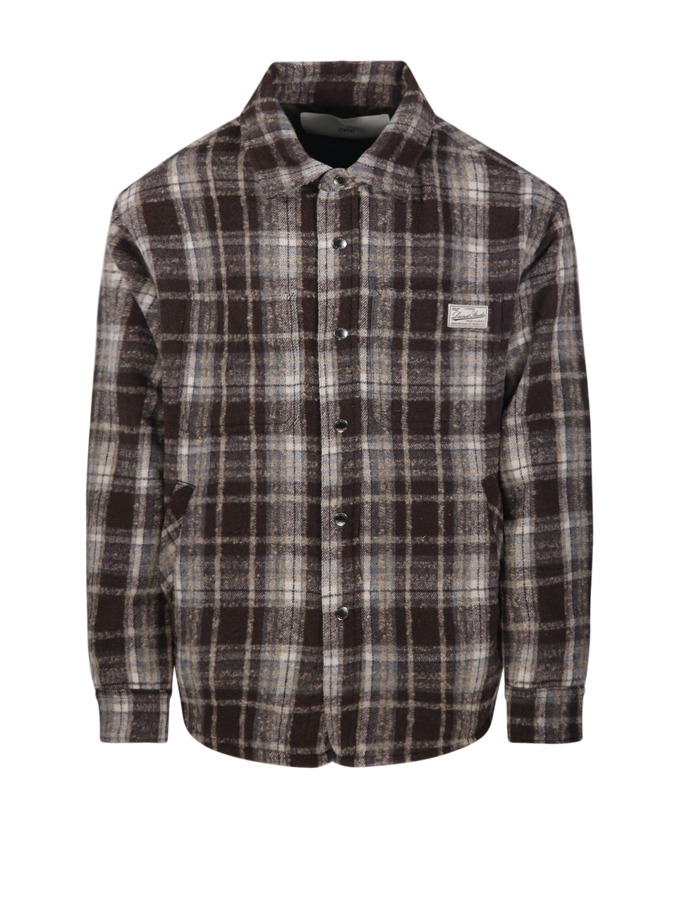 MEN DUNST BROWN POLYESTER CHECK SHIRT
