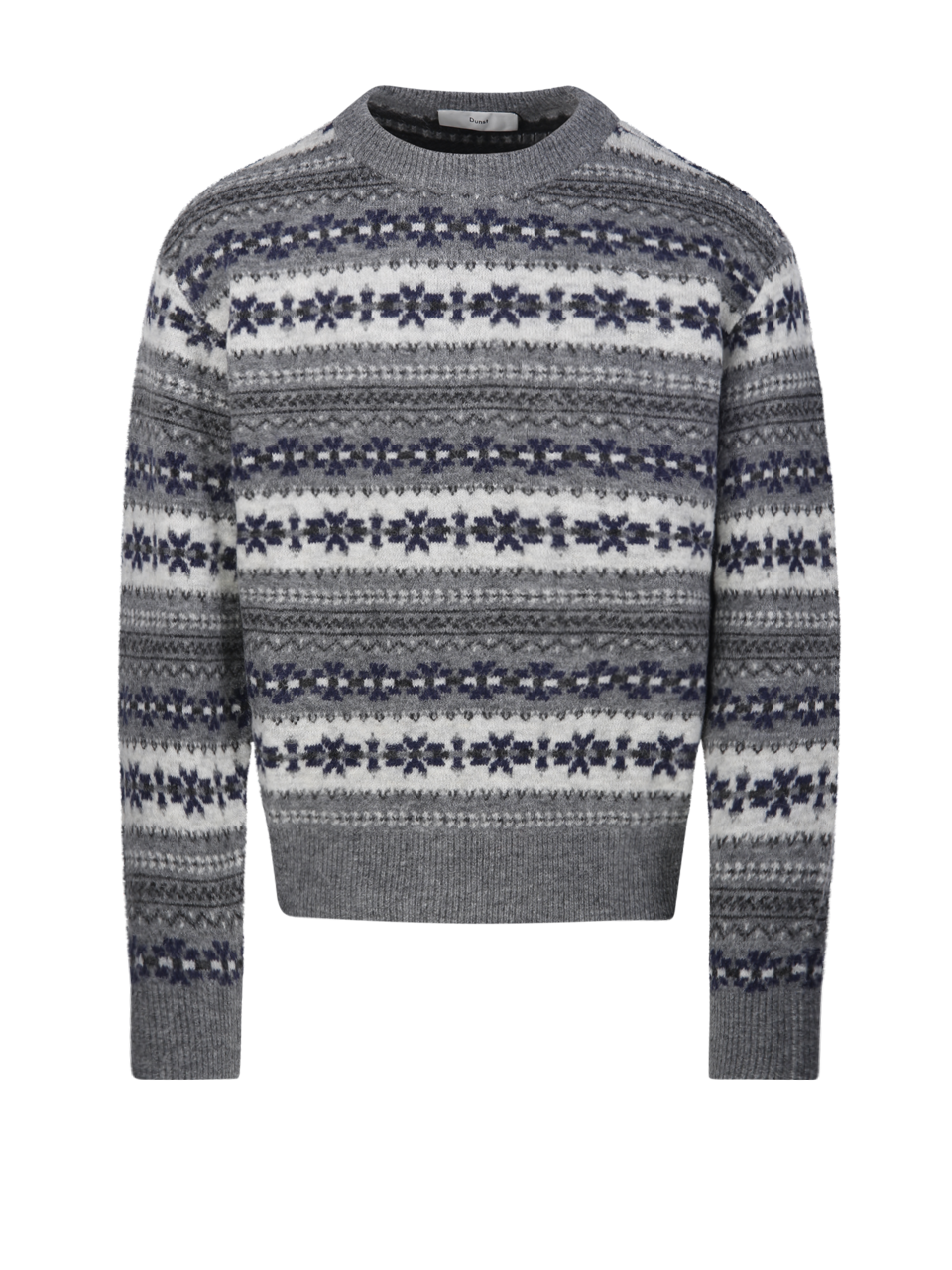 MEN DUNST GREY NYLON FAIRISLE SWEATER