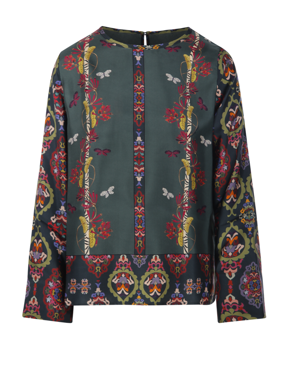 WOMAN FRANCO FERRARI GREEN SILK ALOE SHIRT