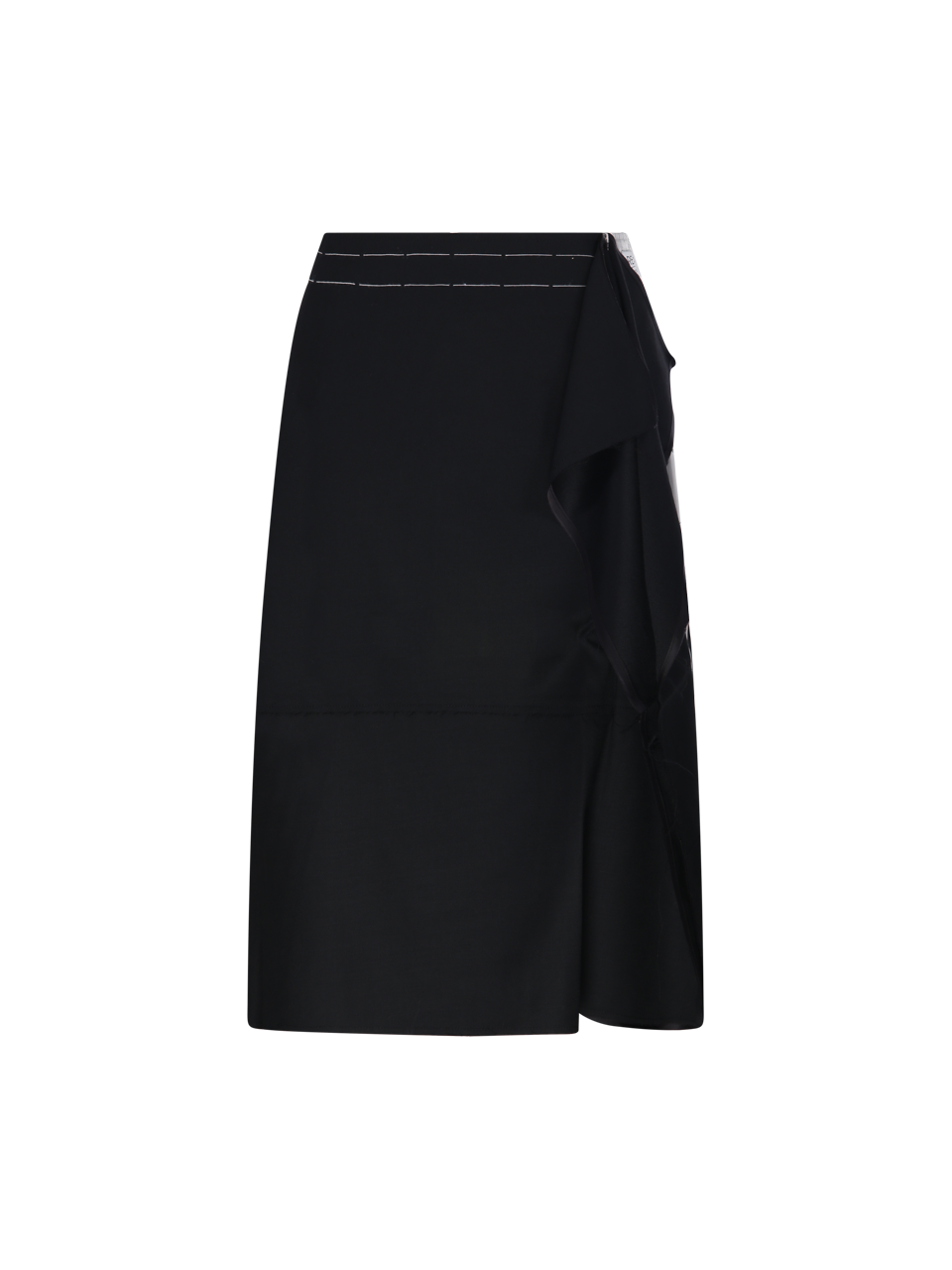 WOMAN RE CODE BLACK WOOL JACKET DETAIL FLUTTERED SKIRT