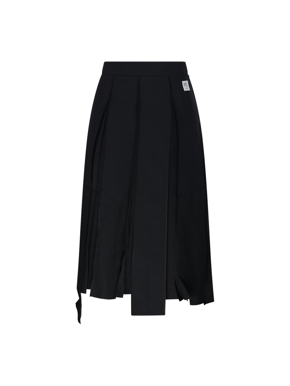 WOMAN RE CODE BLACK POLYESTER UNBALANCED PLEATS SKIRT