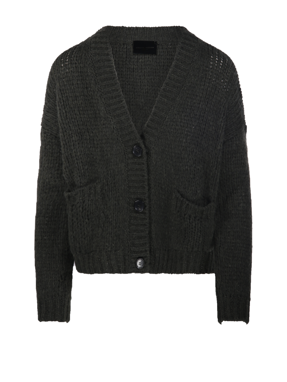 WOMAN ROBERTO COLLINA GREEN ALPACA CARDIGAN