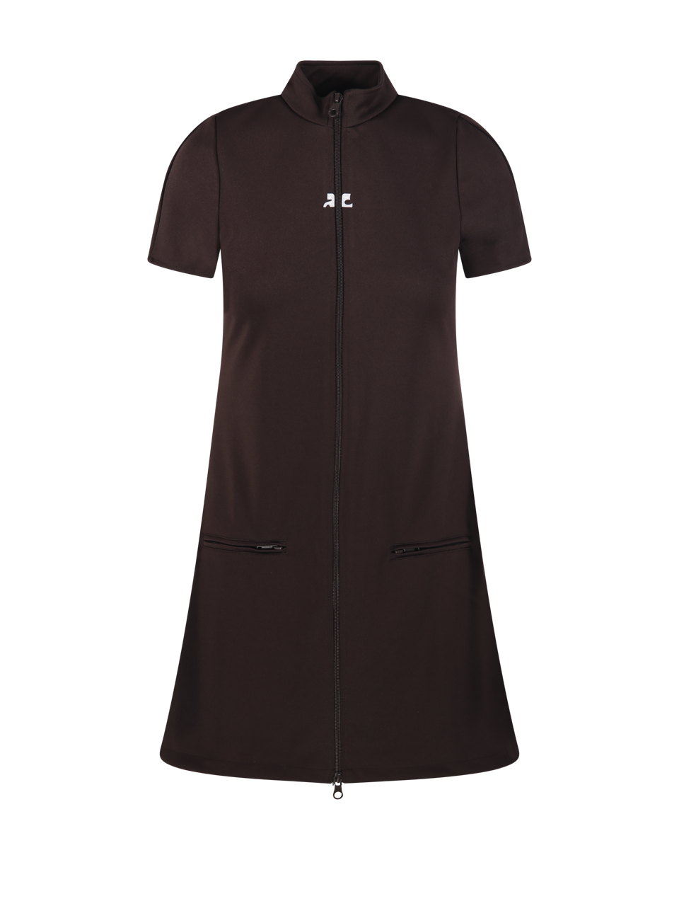 WOMAN COURREGES BROWN POLYESTER INTERLOCK TRACKSUIT MINI DRESS