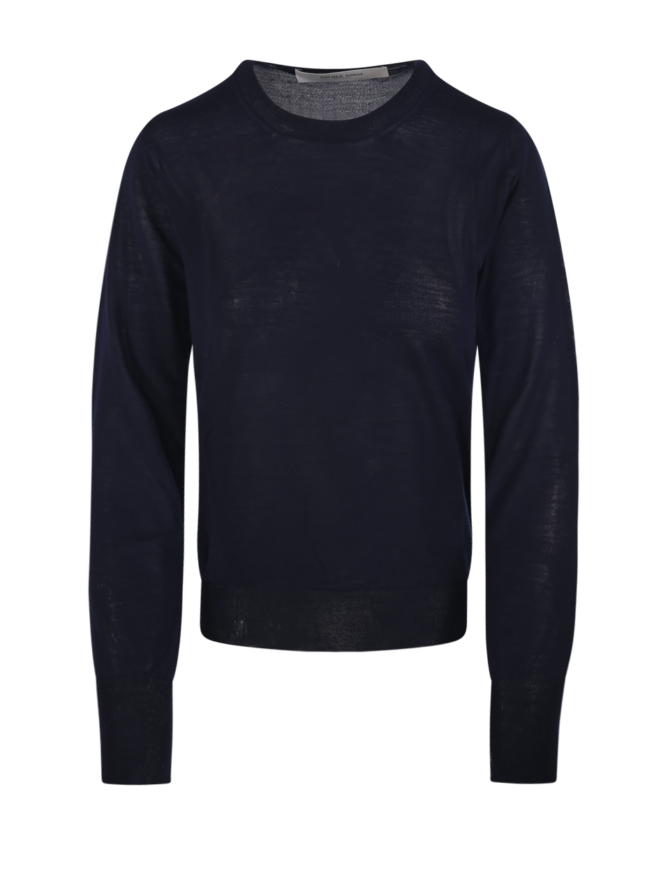 DONNA GOLDEN GOOSE MAGLIONE REGOLARE IN LANA VERGINE BLU SCURO CON SCOLLO GIROCOLLO