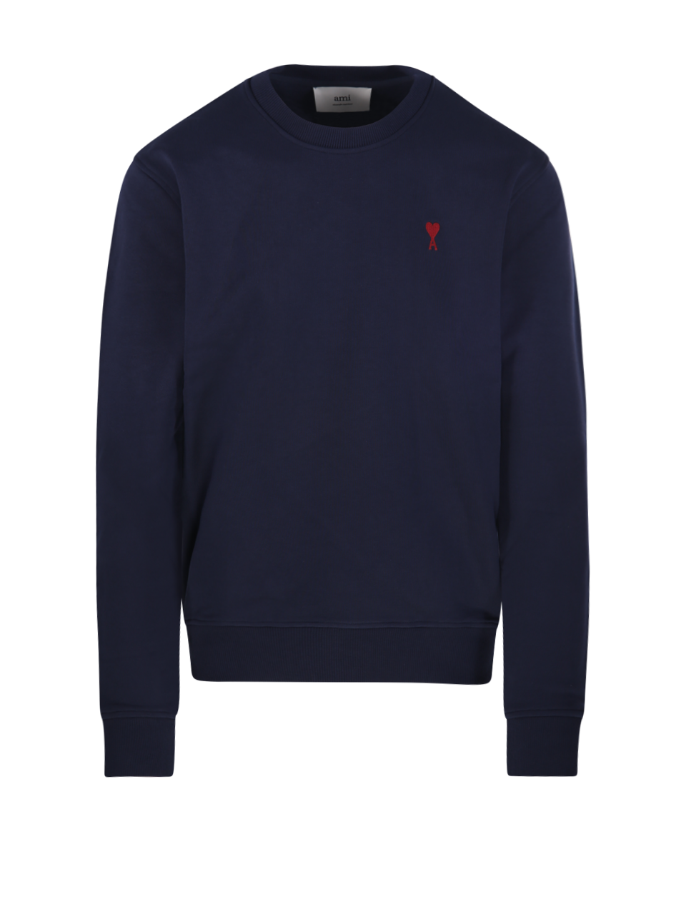 UOMO AMI FELPA GIROCOLLO ADC IN COTONE BLU SCURO