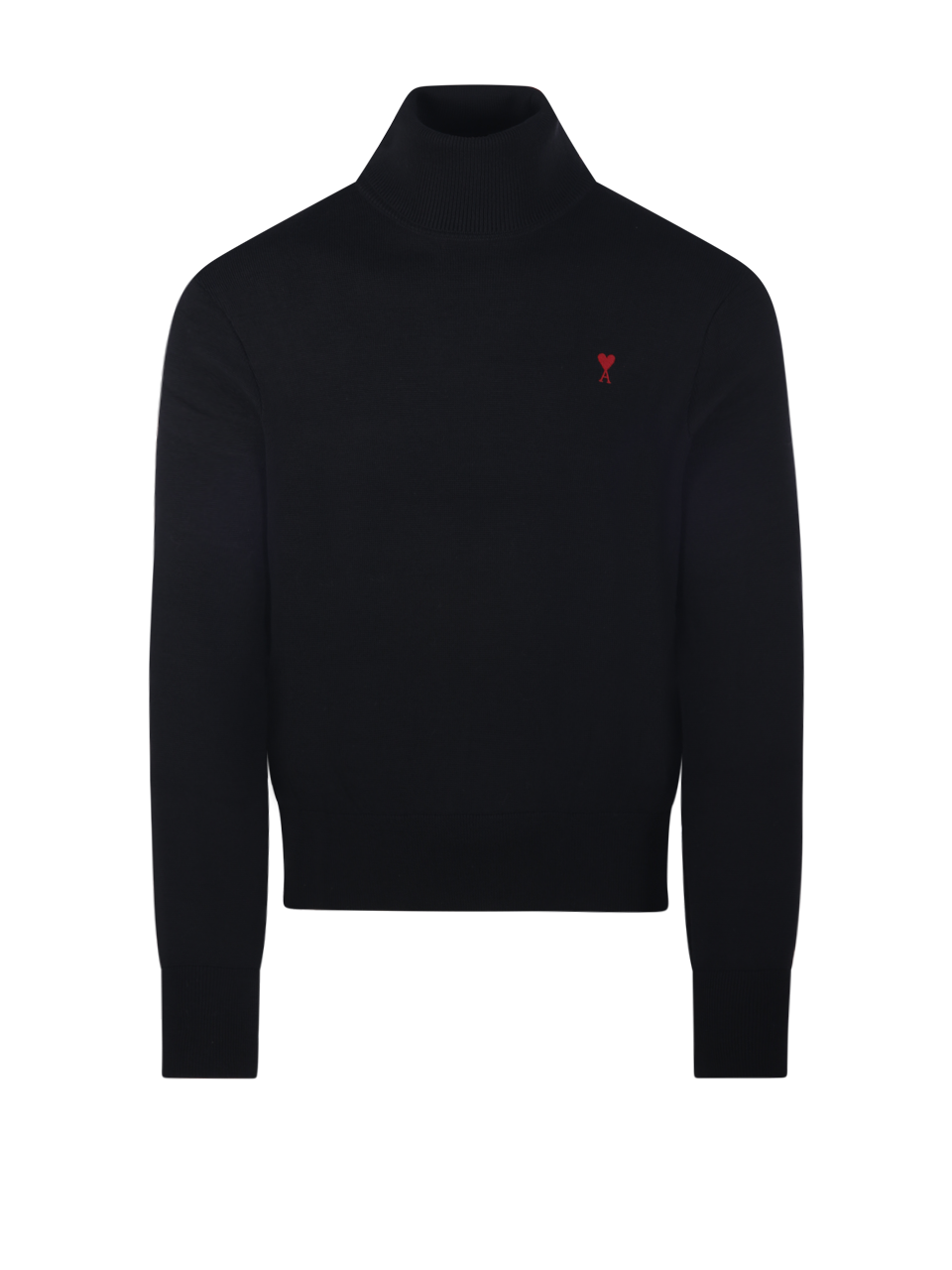 MEN AMI BLACK WOOL ADC TURTLE NECK SWEATER MERINO