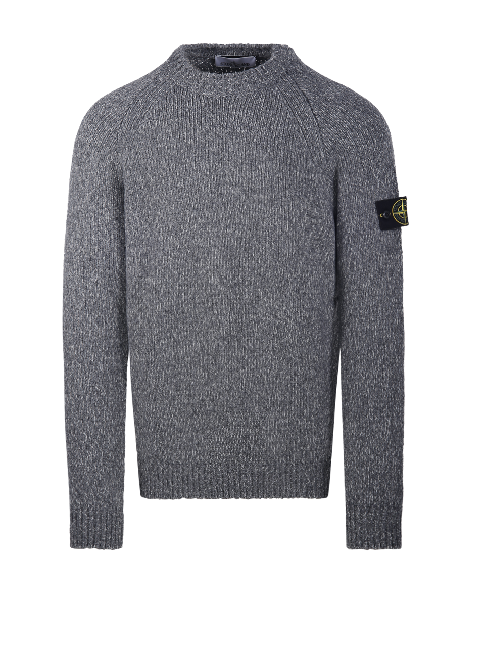 MEN STONE ISLAND GREY VIRGIN WOOL CREW NECK SWEATER