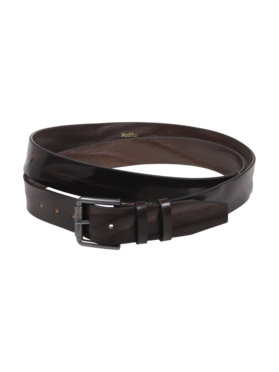 WOMAN MAXMARA BROWN CALF LEATHER BUCKLE LONG BELT