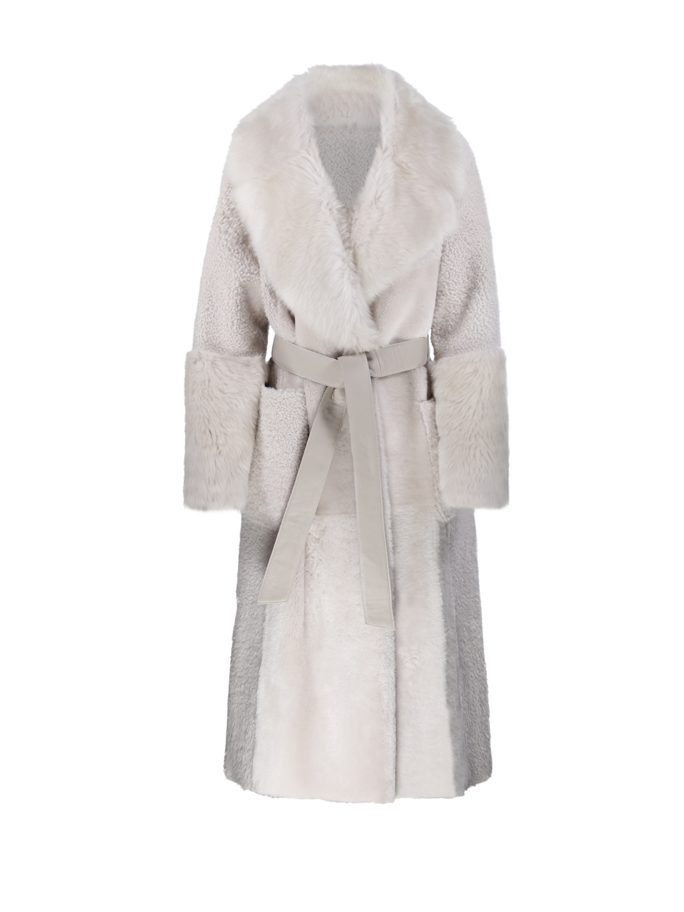 WOMAN DESA 1972 WHITE SHEARLING SHEARLING ROBE COAT