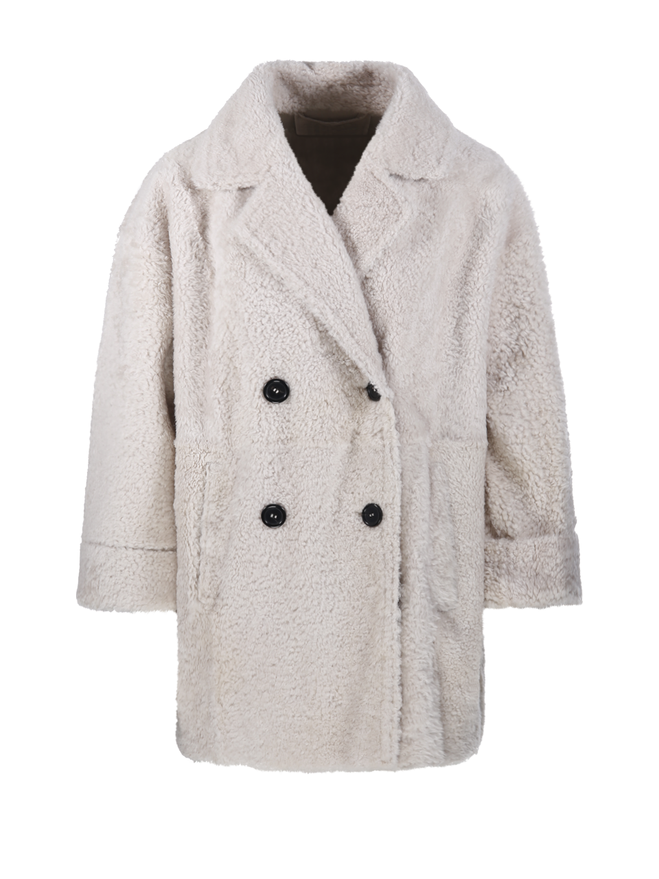 WOMAN DESA 1972 WHITE SHEARLING DOUBLE BREASTED CABAN