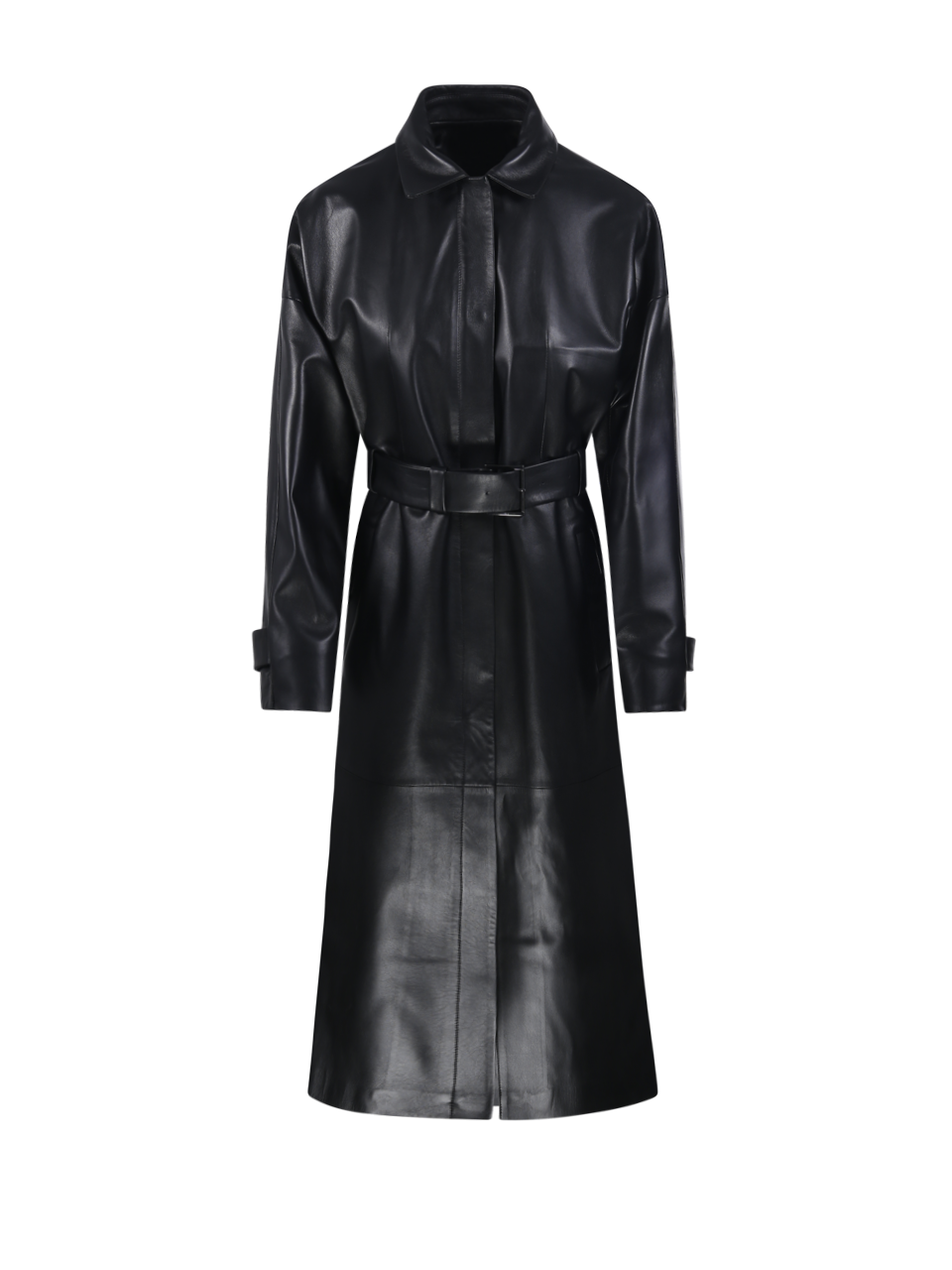 WOMAN DESA 1972 BLACK LEATHER BAT SLEEVES COAT