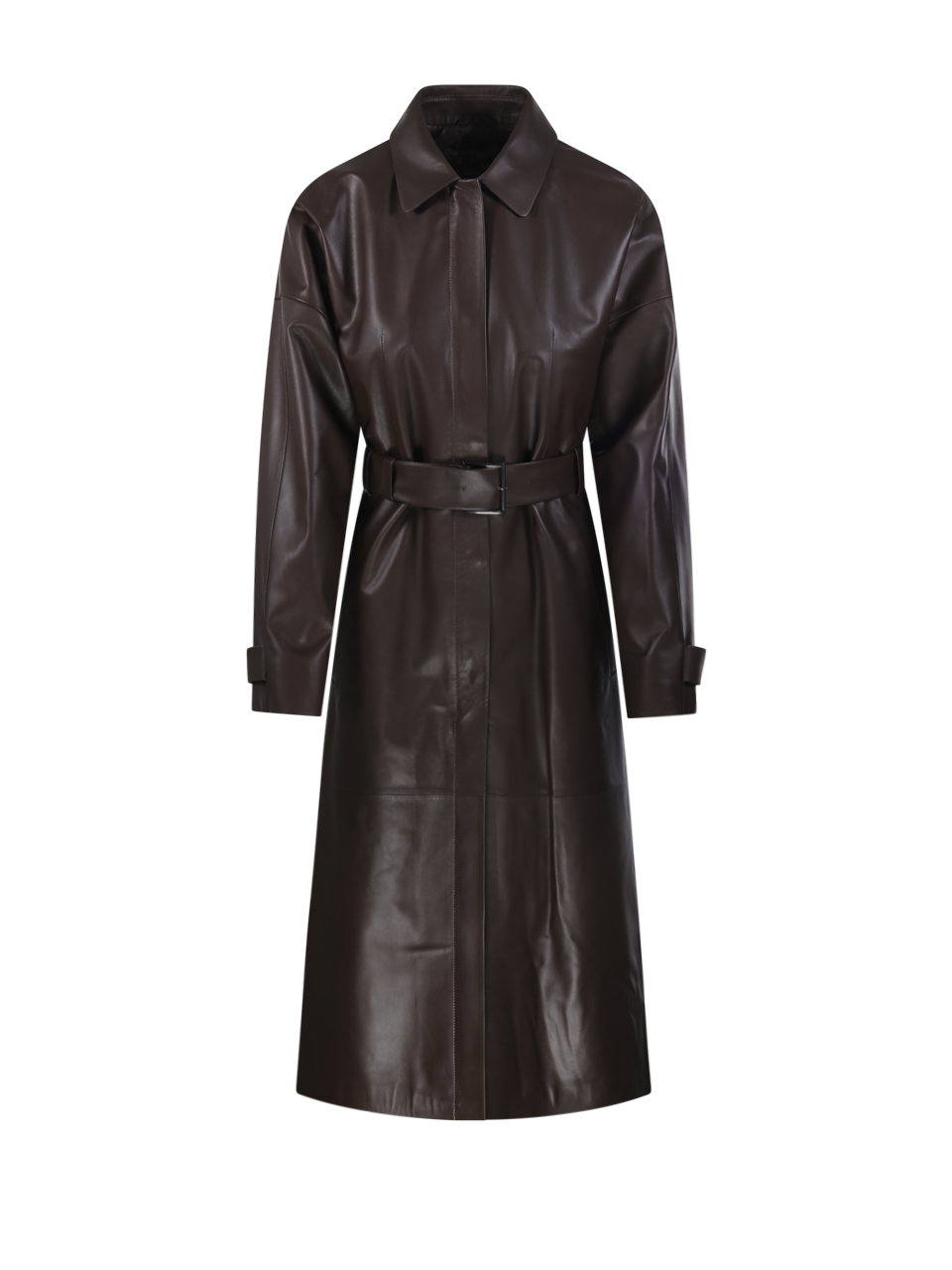 WOMAN DESA 1972 BROWN LEATHER BAT SLEEVES COAT