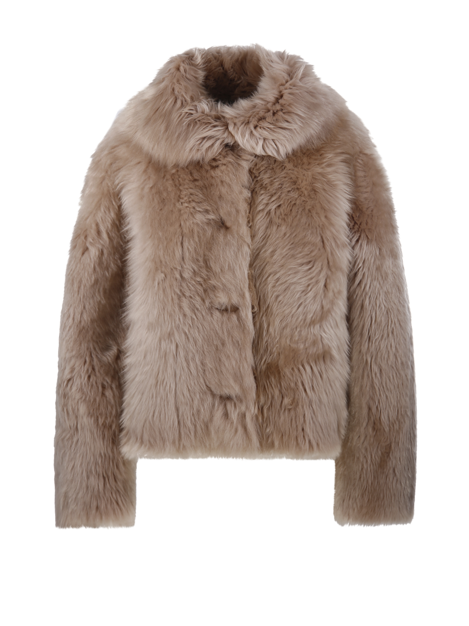 WOMAN DESA 1972 BEIGE SHERLING TRAPEZE FUR COAT 