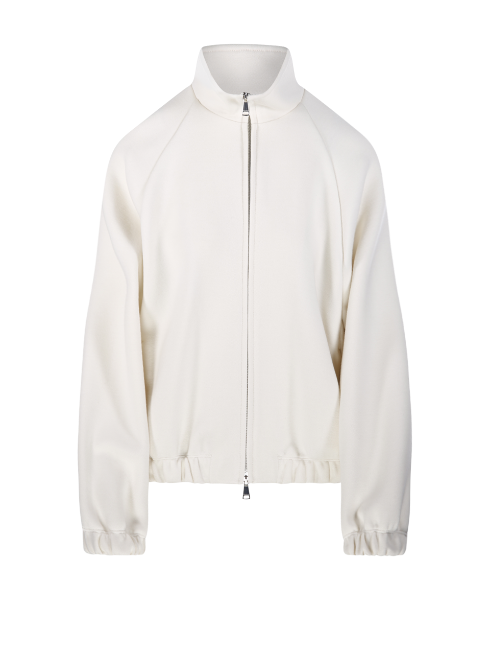 WOMAN MAXMARA PURE WHITE WOOL FRINE ZIP SWEATSHIRT