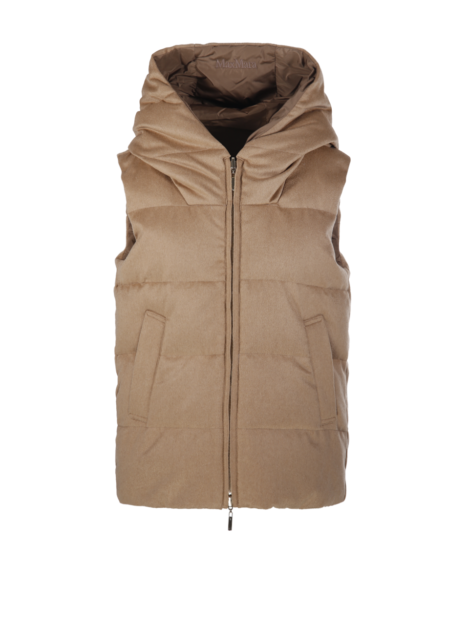 DONNA MAXMARA THE CUBE GILET TRAPUNTATO DELFY IN LANA DI CAMMELLO MARRONE