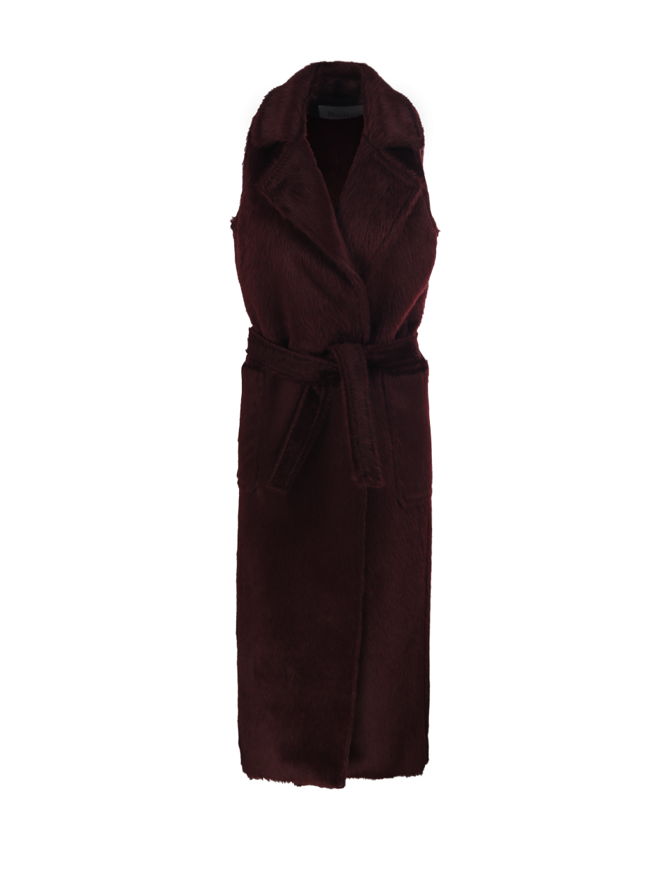 DONNA MAXMARA CAPPOTTO ABBOZZI1234  IN ALPACA ROSSO SENZA MANICHE