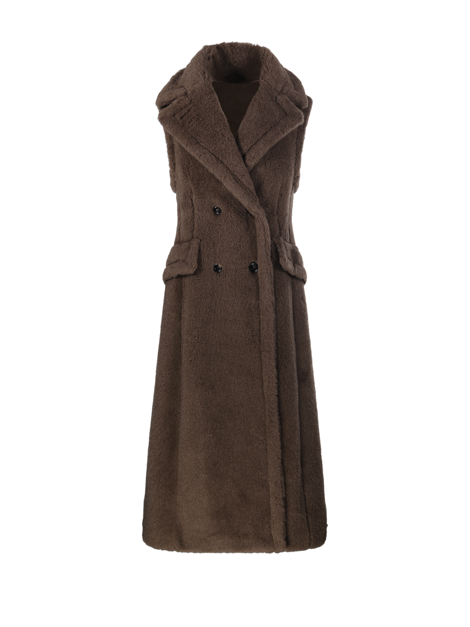 WOMAN MAXMARA BROWN ALPACA BOARIO1234 COAT WITHOUT SLEEVES