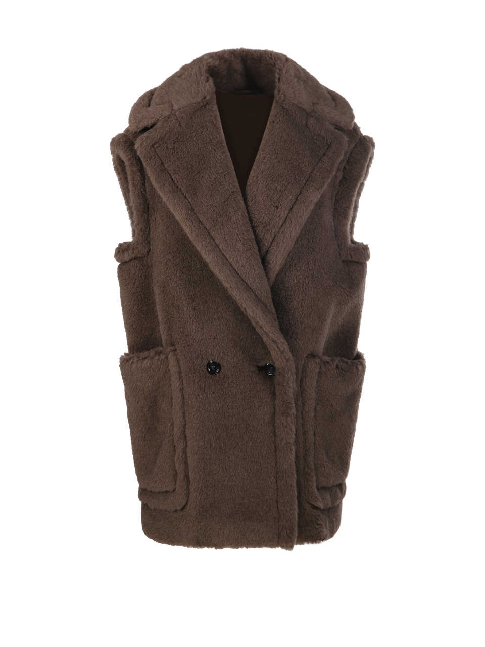 WOMAN MAXMARA BROWN ALPACA BORMIDA1234 COAT WITHOUT SLEEVES