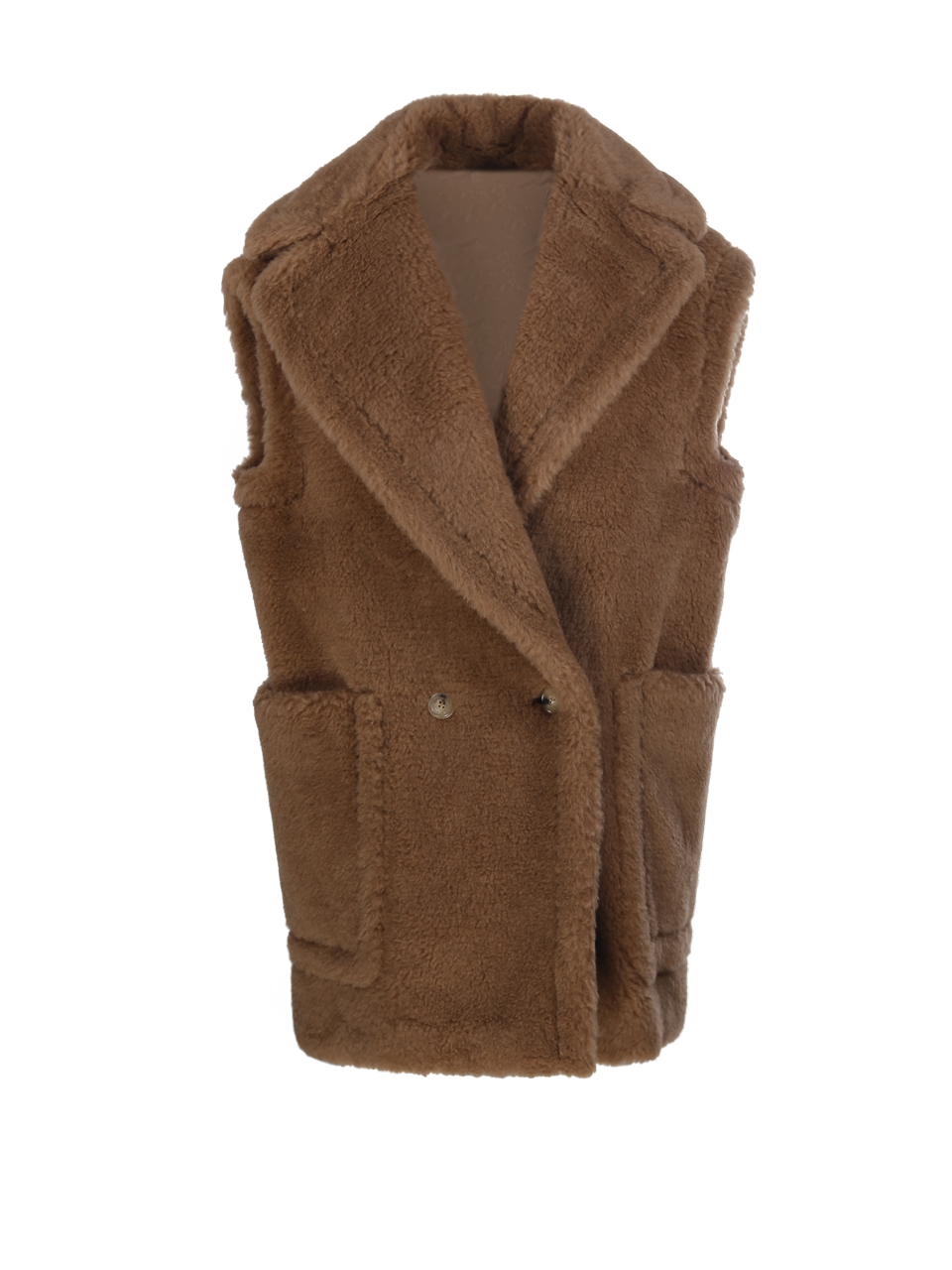 WOMAN MAXMARA BROWN ALPACA BREDA1234 COAT WITHOUT SLEEVES