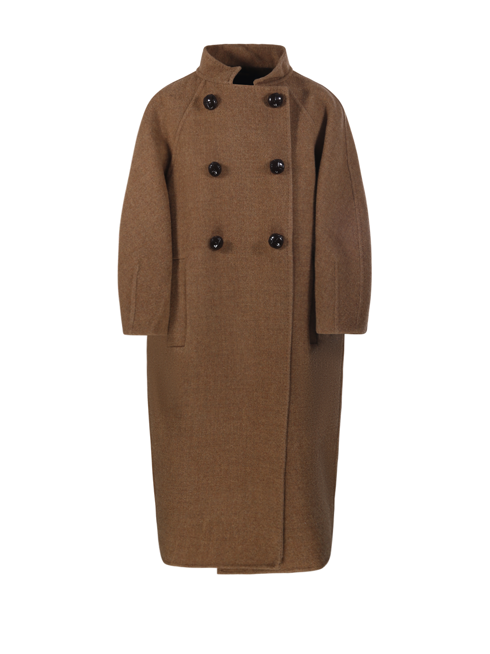 WOMAN MAXMARA ATELIER BROWN VIRGIN WOOL TABACCO DOUBLE BREASTED COAT