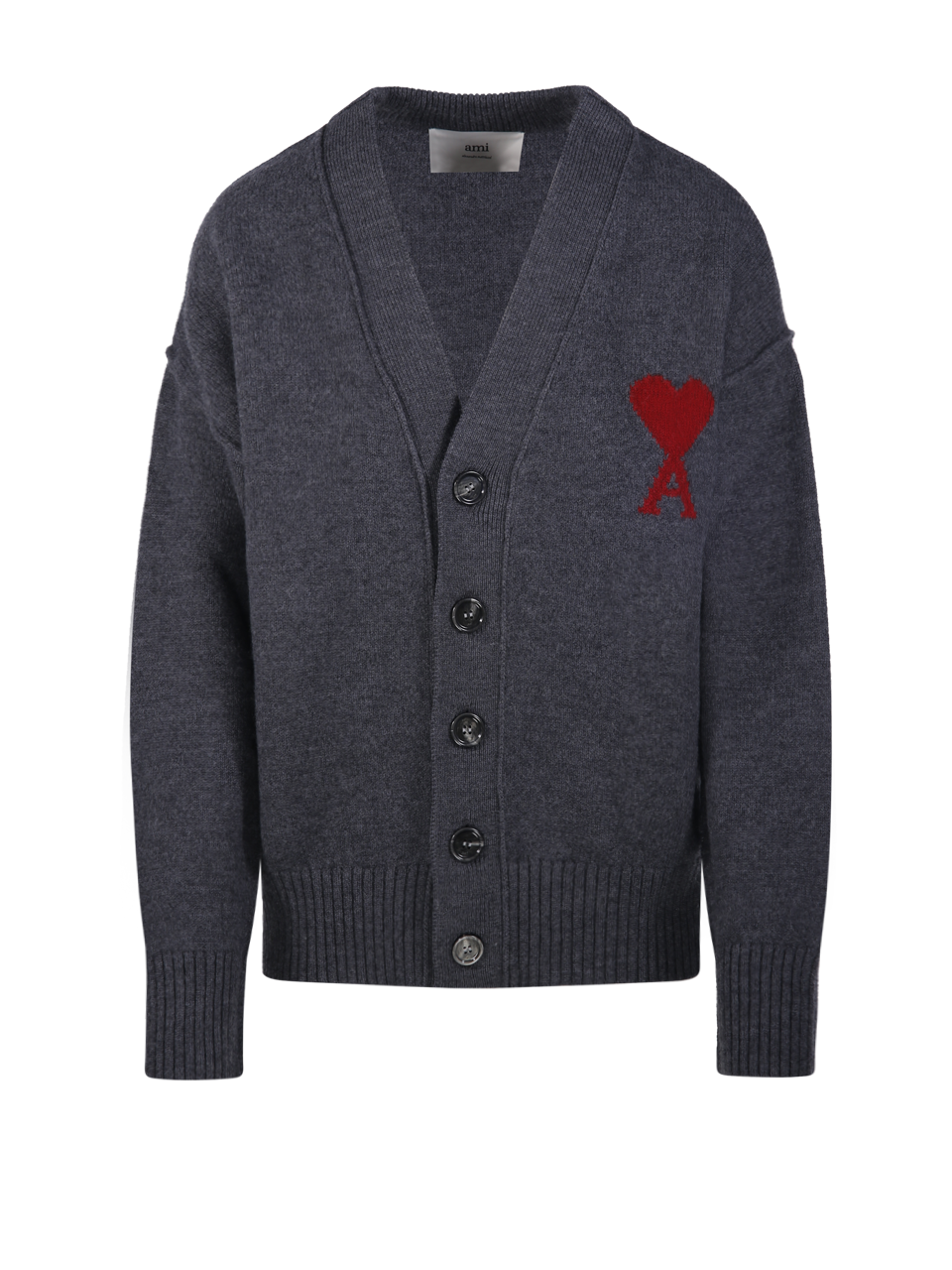 UNISEX AMI GREY ALPACA ADC CARDIGAN V NECK 