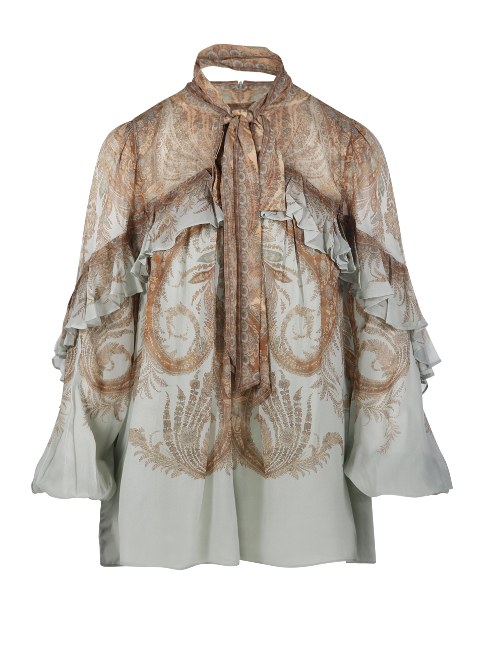 WOMAN ZIMMERMANN GREEN VISCOSE MEMENTO FLUTTER BLOUSE