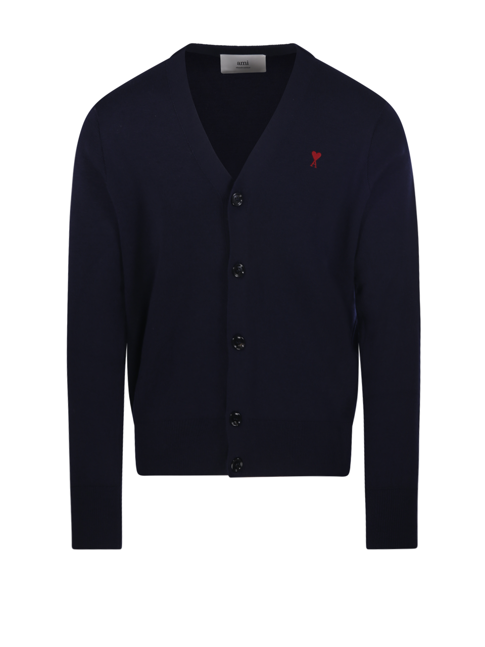 MEN AMI BLUE WOOL ADC V NECK CARDIGAN MERINO