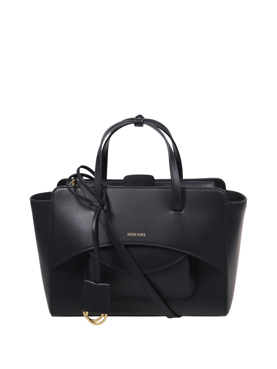 WOMAN HIDESINS BLACK CALF LEATHER FLAP M BAG