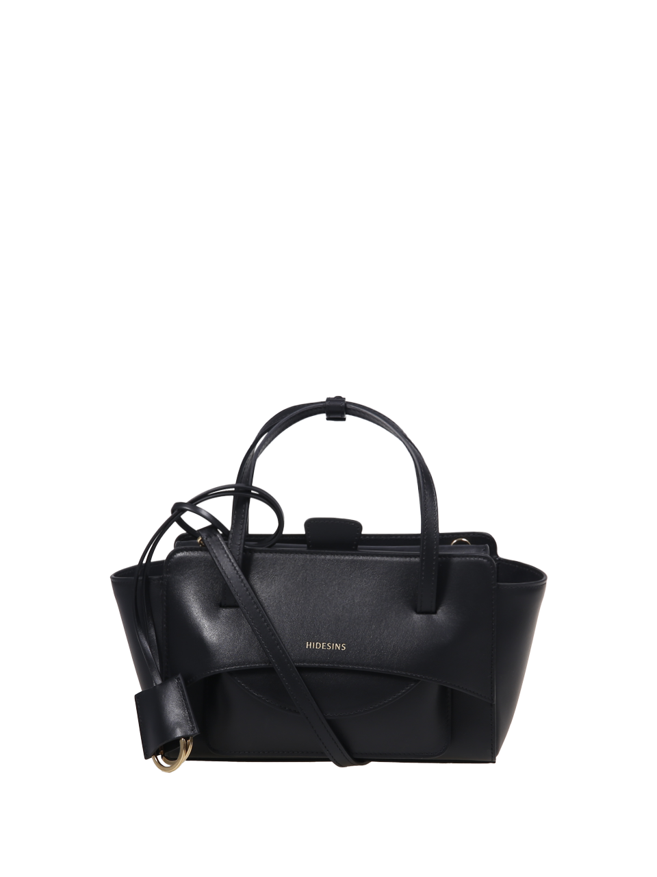 WOMAN HIDESINS BLACK LEATHER FLAP S BAG