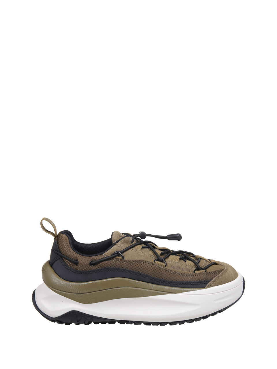 DONNA MOON BOOT SNEAKER MOON247 XLACE IN PELLE DI MUCCA VERDE KHAKI 