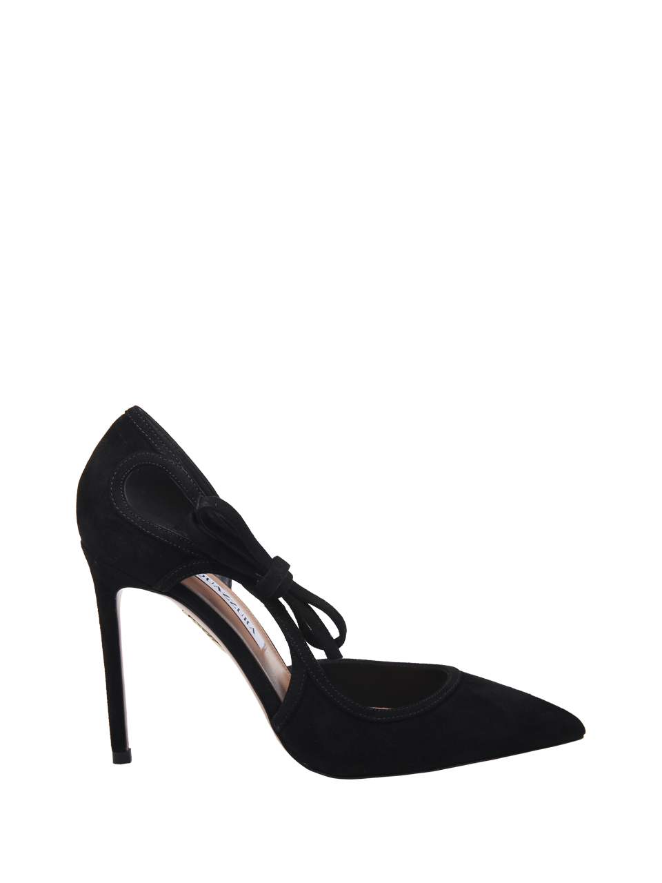 WOMAN AQUAZZURA BLACK KID SUEDE LEATHER SOAVE PUMP 