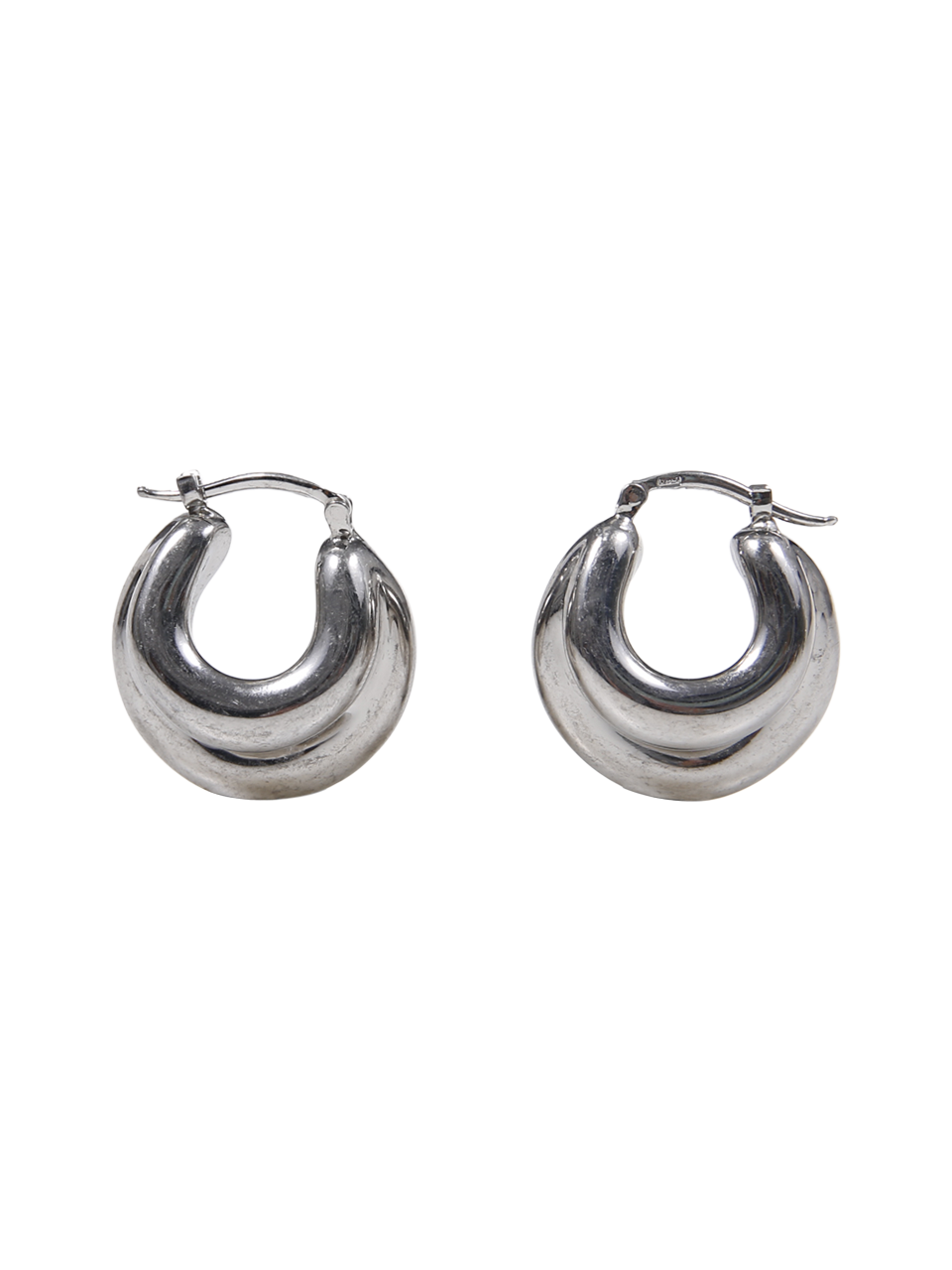 WOMAN PANCONESI SILVER RHODIUM PLATED COPPER BLOW UP HUGGIES EARRING