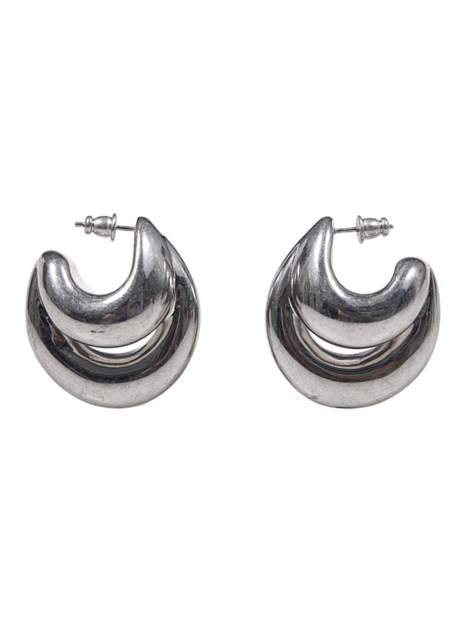 WOMAN PANCONESI SILVER RHODIUM PLATED DOUBLE BLOW UP EARRING