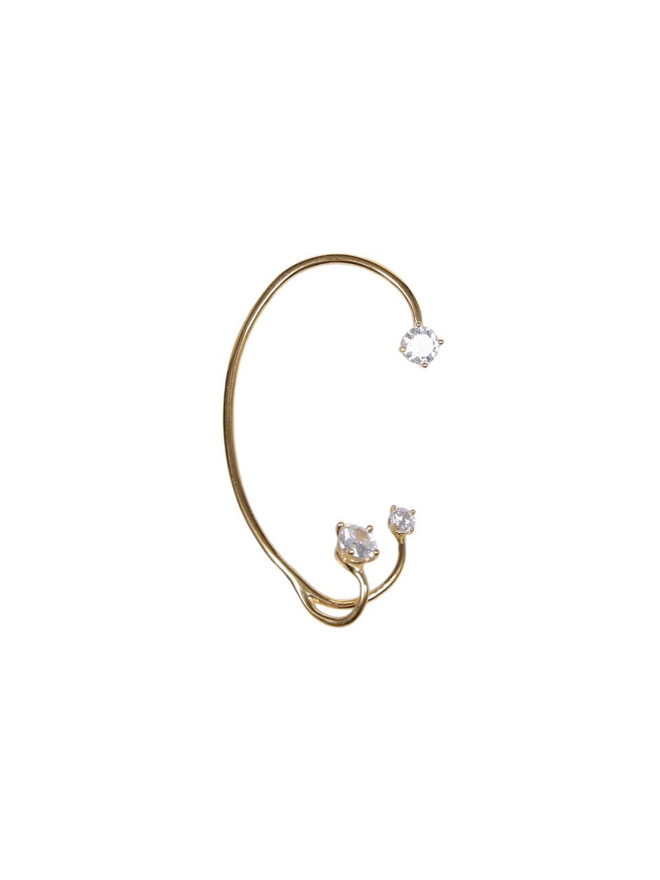 WOMAN PANCONESI GOLD 18K PLATED STEARLING SILVER 925 CRYSTALS THREE POINT EARRING CUFF