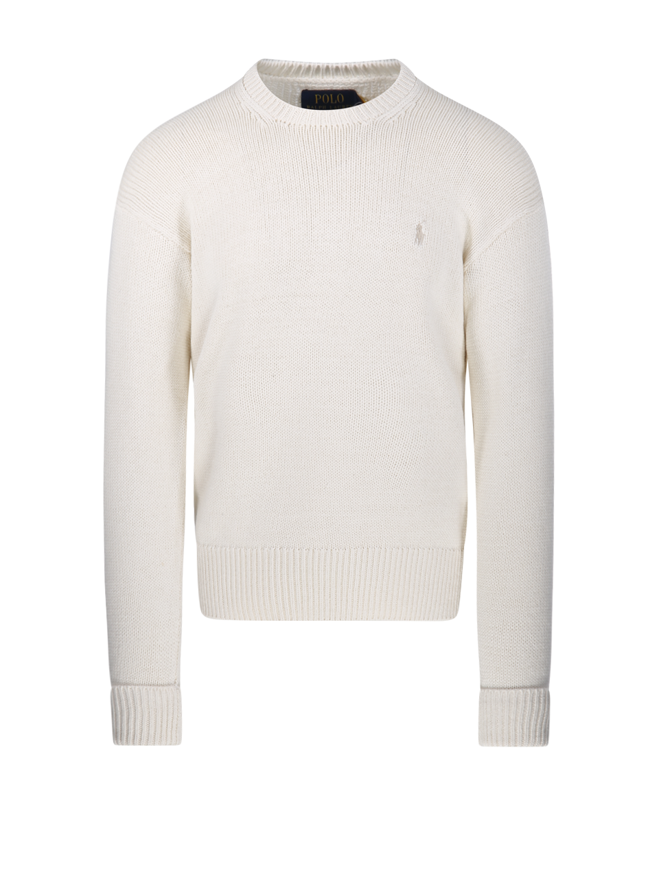 UOMO RALPH LAUREN MAGLIONE GIROCOLLO IN COTONE BIANCO 