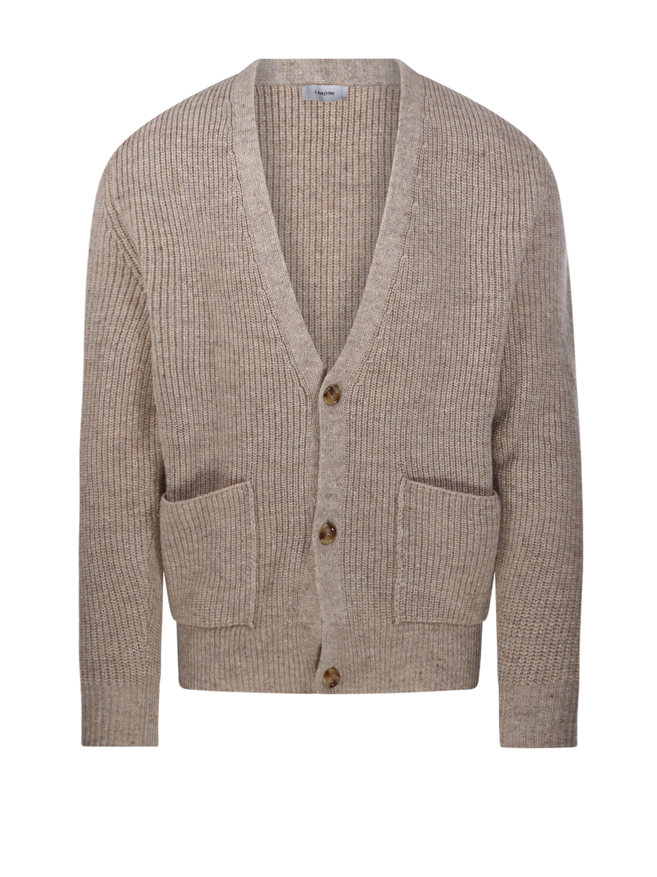MEN LARDINI BEIGE PURE VIRGIN WOOL CARDIGAN