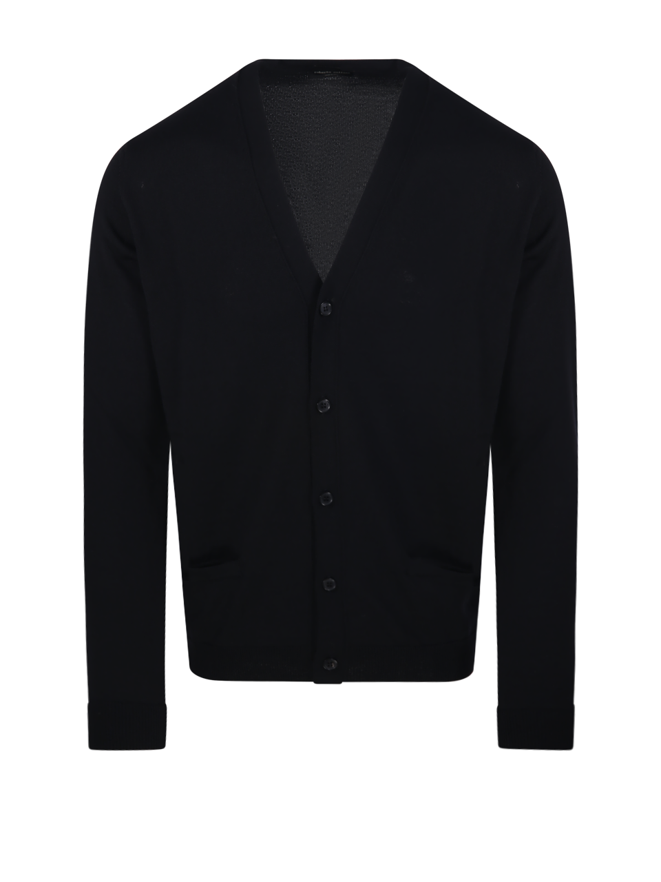 MEN ROBERTO COLLINA BLACK EXTRAFINE MERINO WOOL CARDIGAN