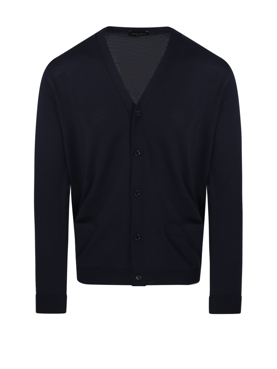 MEN ROBERTO COLLINA BLUE EXTRAFINE MERINO WOOL CARDIGAN