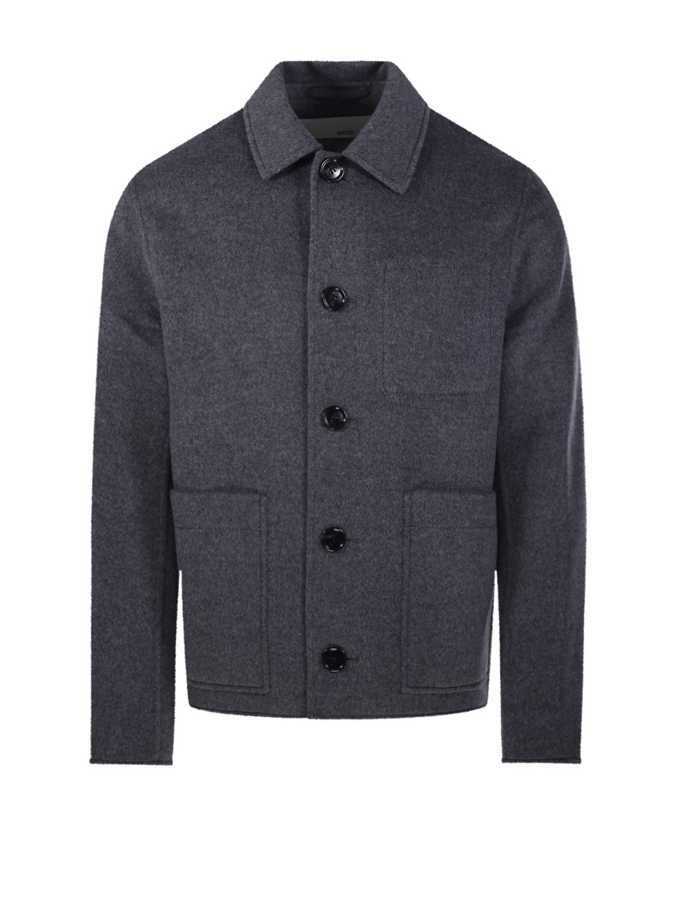 UOMO AMI GIACCA GRIGIA DOUBLE FACE IN LANA CON BOTTONI 