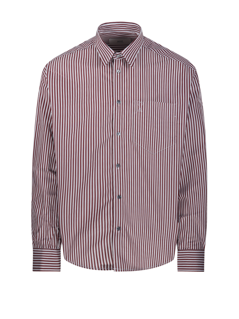 UOMO AMI CAMICIA A RIGHE ADC IN COTONE ROSSO 