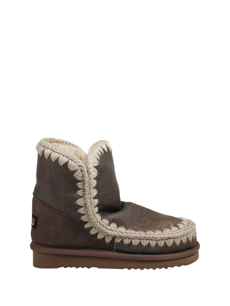 DONNA MOU STIVALE ESKIMO 18 MARRONE IN PELLE CON LOGO GLITTER