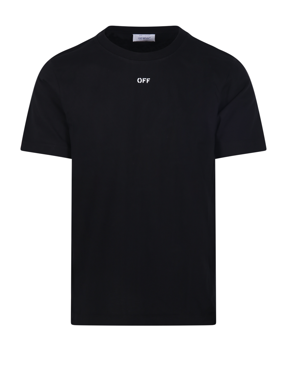 MEN OFF-WHITE BLACK COTTON BRUSH ARROW SLIM S/S T-SHIRT