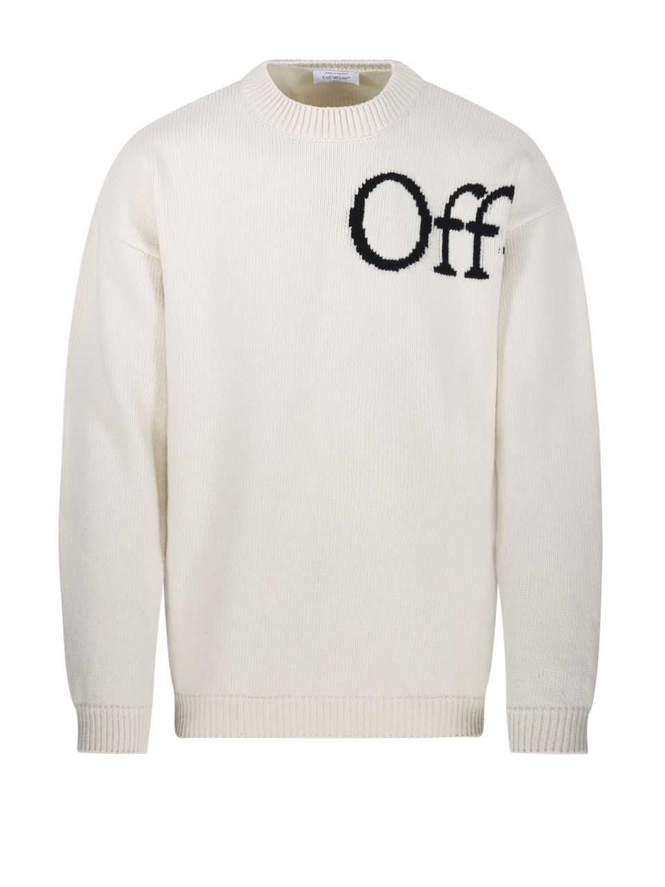 UOMO OFF-WHITE MAGLIA GIROCOLLO IN LANA BIANCA STILE BOOKISH 