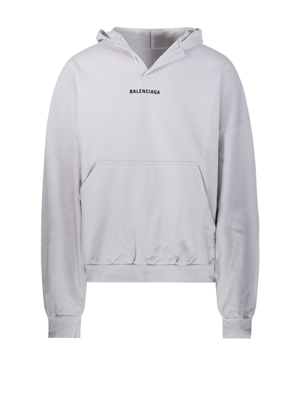 MEN BALENCIAGA WHITE COTTON POLO HOODIE SWEATSHIRT