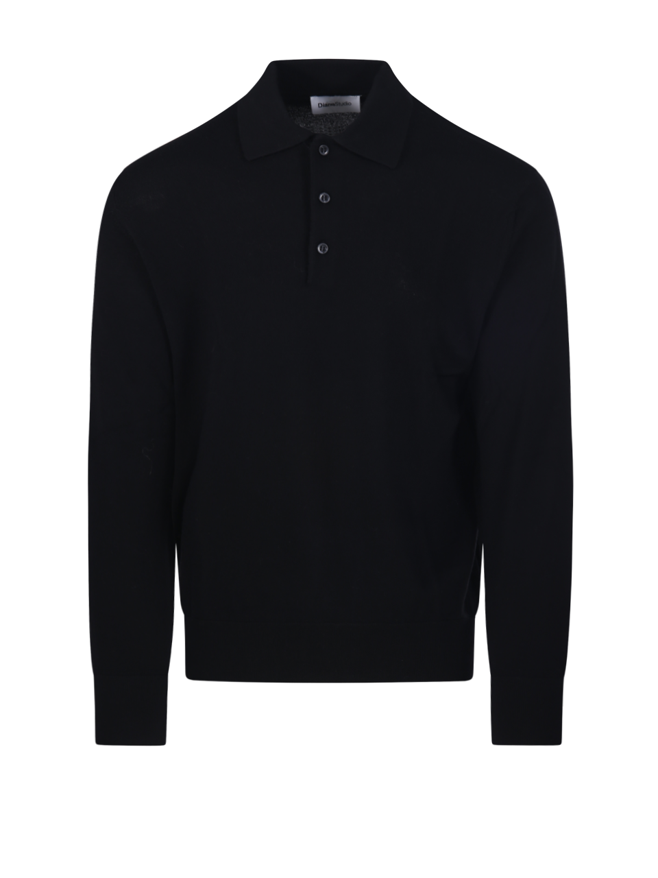 MEN DIANA STUDIO BLACK MERINO WOOL POLO SWEATER