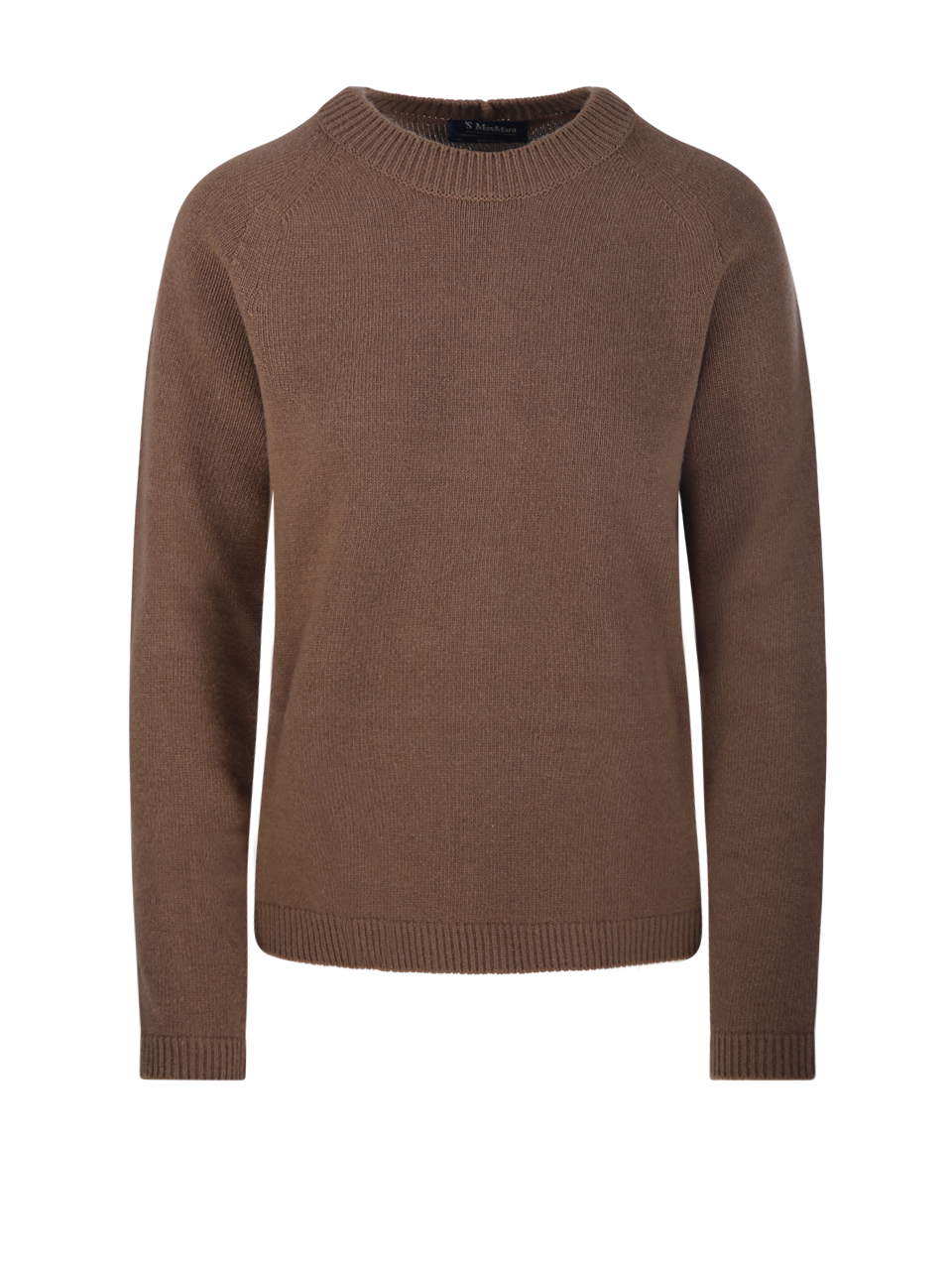 WOMAN MAXMARA S BEIGE WOOL DAMASCO ROUND NECK SWEATER